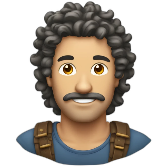 Hombre con rizos y cachos de tauro emoji