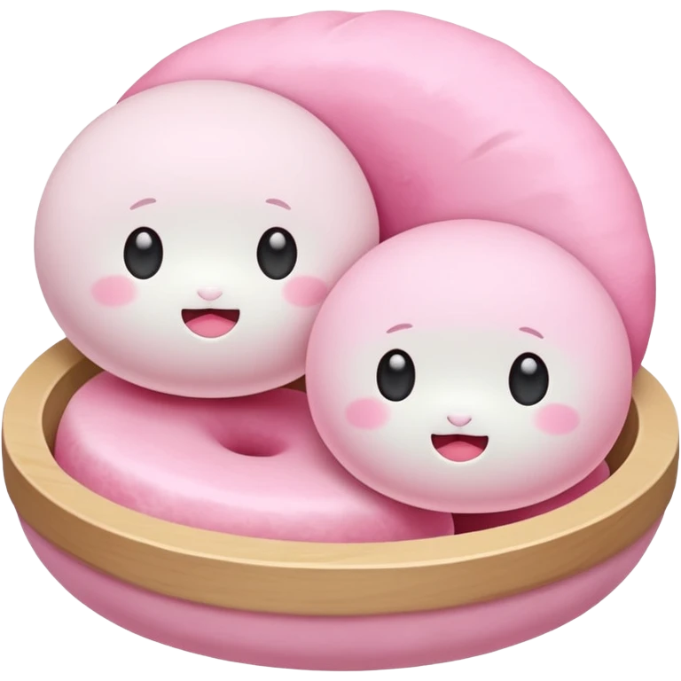 2 cute japanese mochi kawaii in pastel emoji