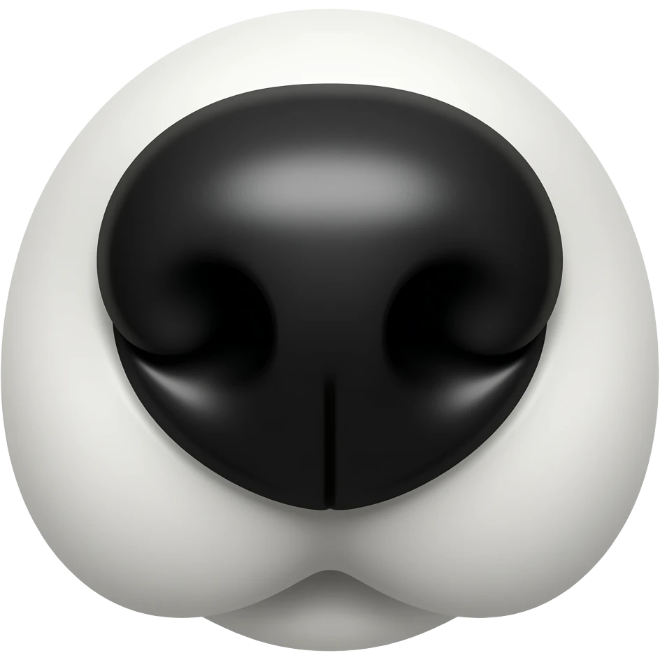 aesthetic dog nose emoji, small black shiny nose, minimal clean design, centered composition, soft lighting emoji