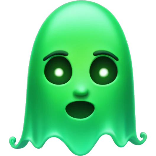 A bright green Ghost wearing a chain emoji