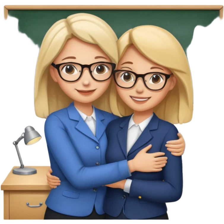 two Bestie coworkers teacher hug emoji