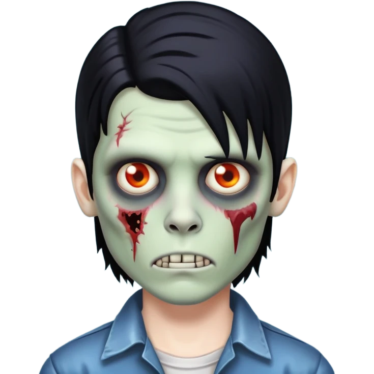 um menino zumbi com cabelo mullet preto  emoji