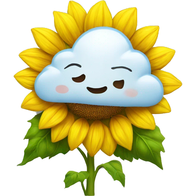 Cloud loving and hugging sunflower emoji