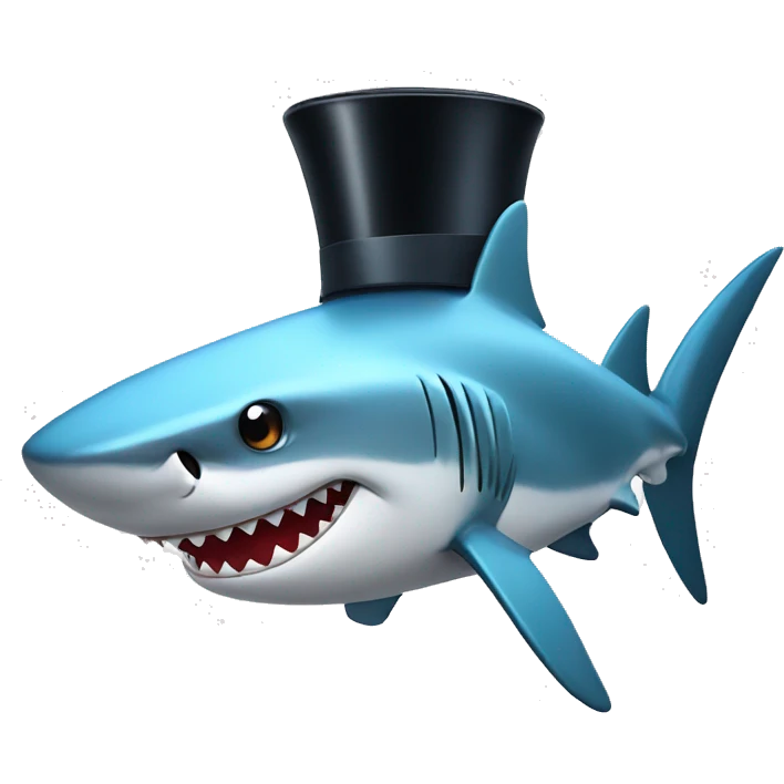 Shark with a top hat emoji