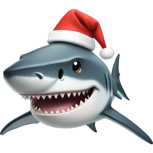 Shark with santa hat emoji