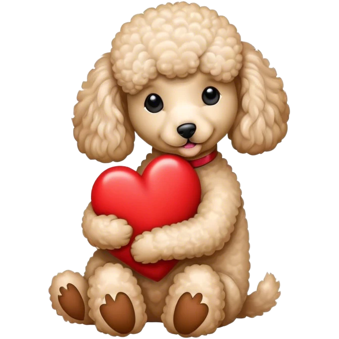 A poodle hugging a red heart  emoji