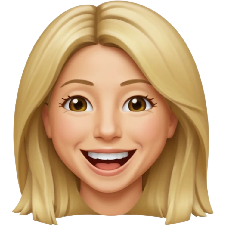 Jennifer Aniston as an emoji, laughing, blonde hair emoji