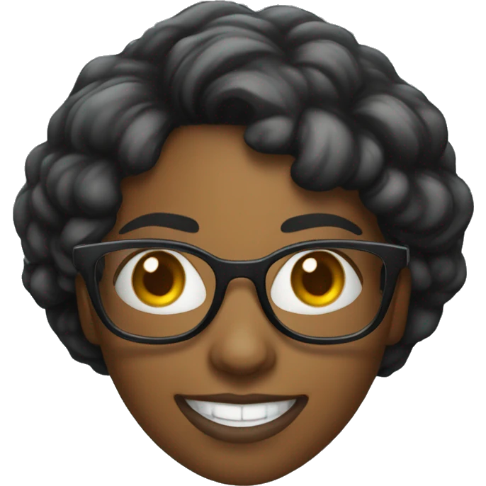 A black woman nerd with glasses and smile elusive emoji