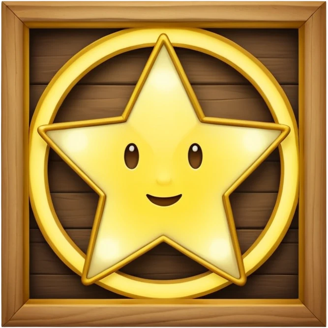 wooden wall picture frame of a star emoji