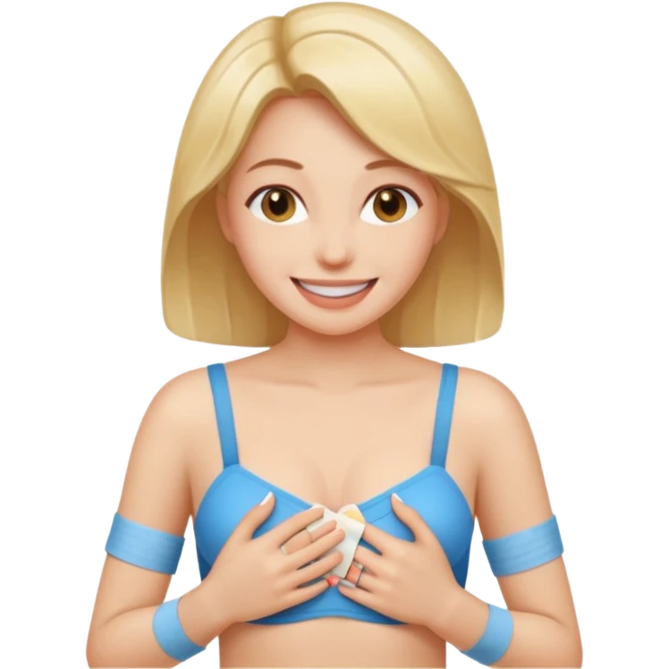 Woman covering nipples with bandaids emoji