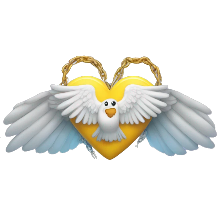 Cœur avec des ailes et un cadena emoji