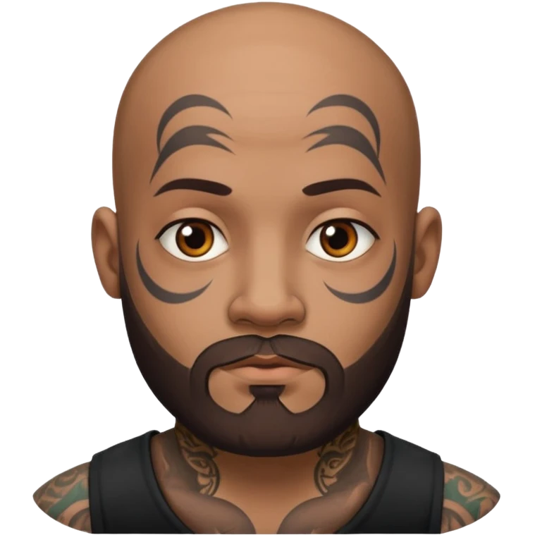 bald bearded man with face tattoo emoji