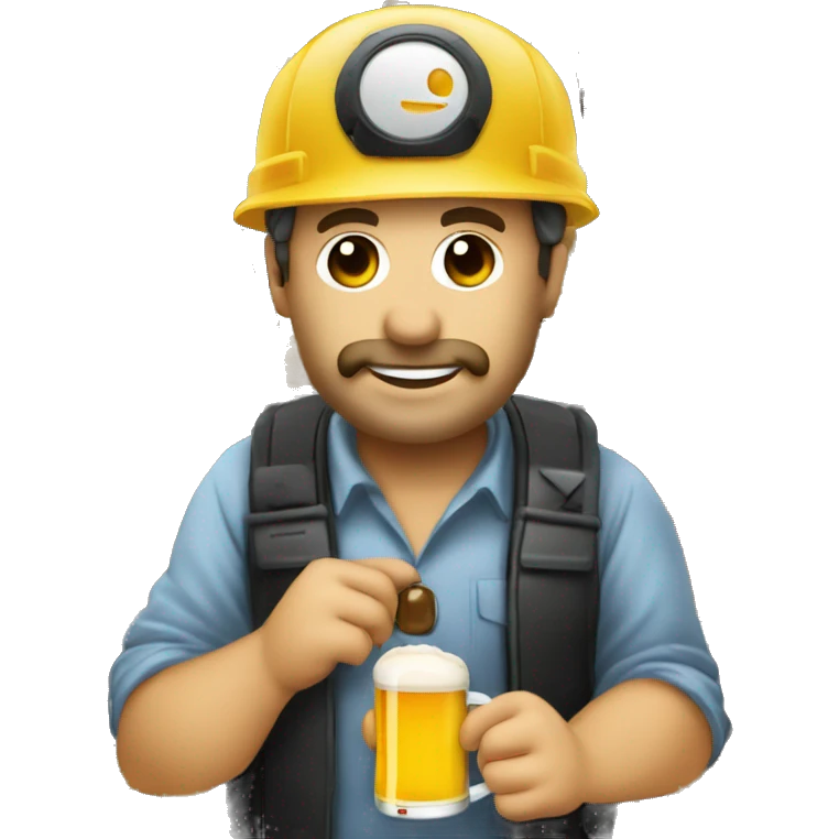 Ingeniero con casco  bebiendo cerveza emoji