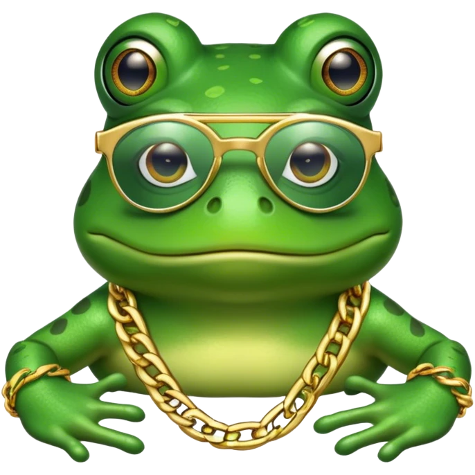 Sigma Rapper frog with chains and glasses emoji
