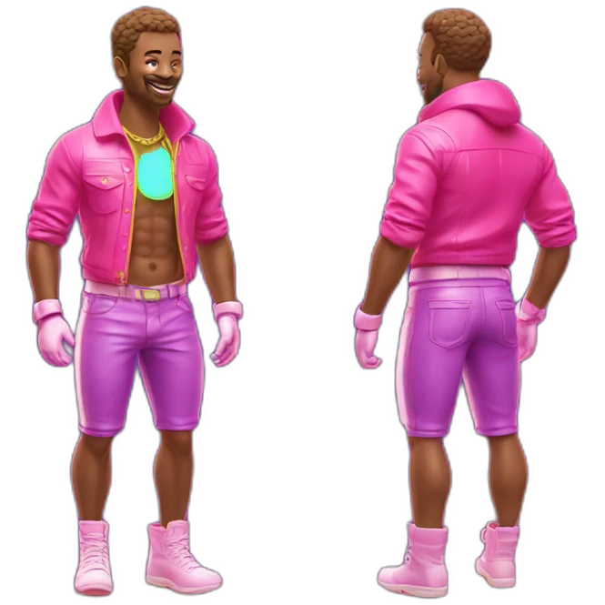Juicy booty neon sign style man emoji