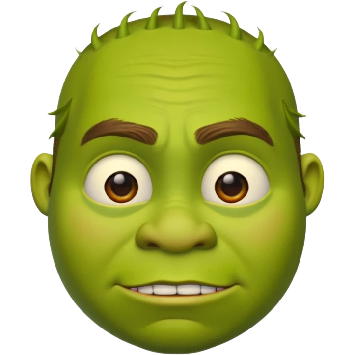 Shrek emoji face showing a 🤨 emoji