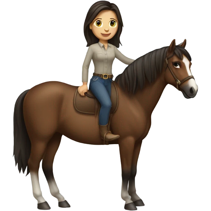 brunette with horse emoji