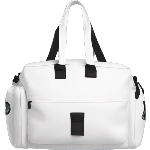 all white shoulder gym bag, white strap emoji