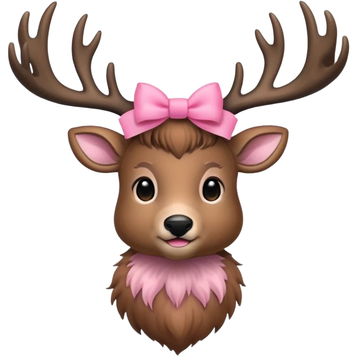 Deer with pink bows hanging from antlers emoji