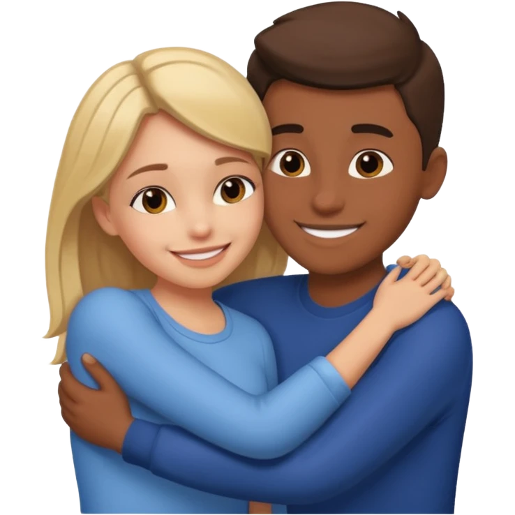 Girl hug a boy friend european bold emoji