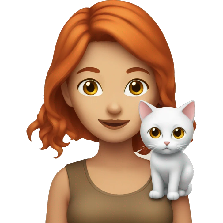 redhead with cat emoji