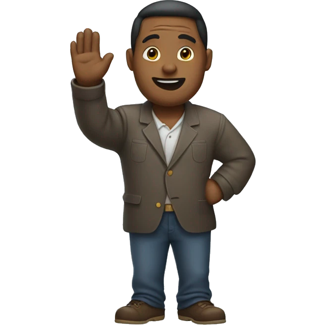 Oversized man waving emoji