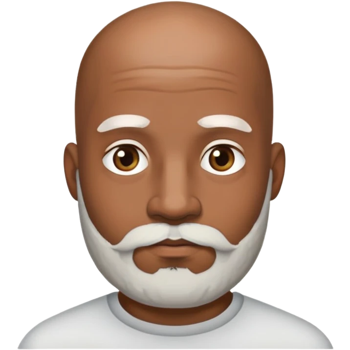 Brown skin guy with bald head and thick salt and pepper beard  emoji