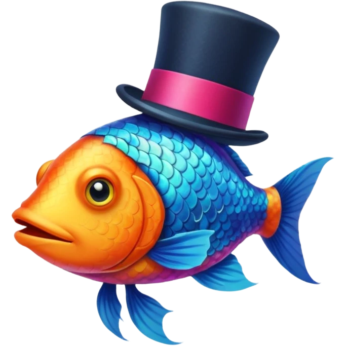 a fish wearing a top hat emoji