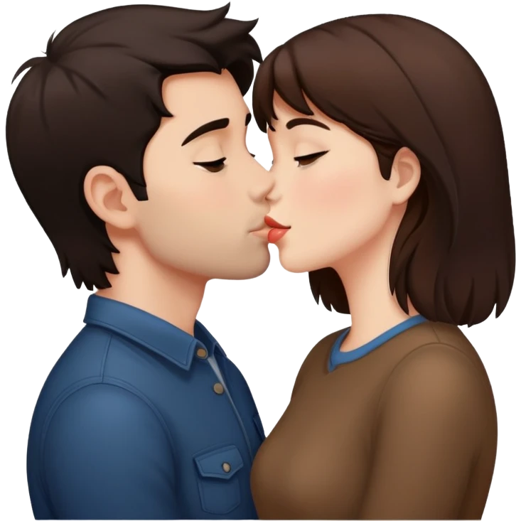 novio morocho con novia castaña él dandole un beso a ella emoji