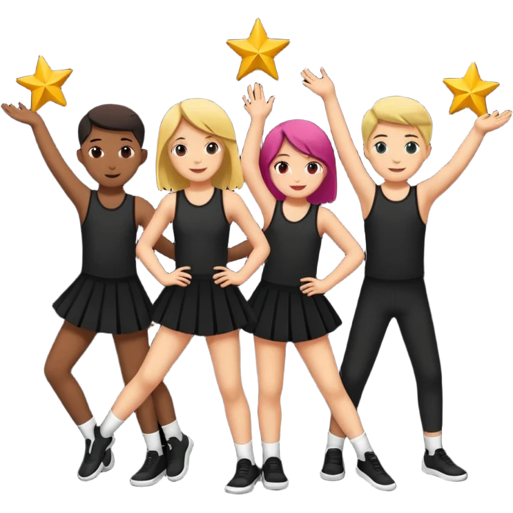 Schüler die auf einer schwarzen bühne tanzen mit dunlem hintergrund emoji