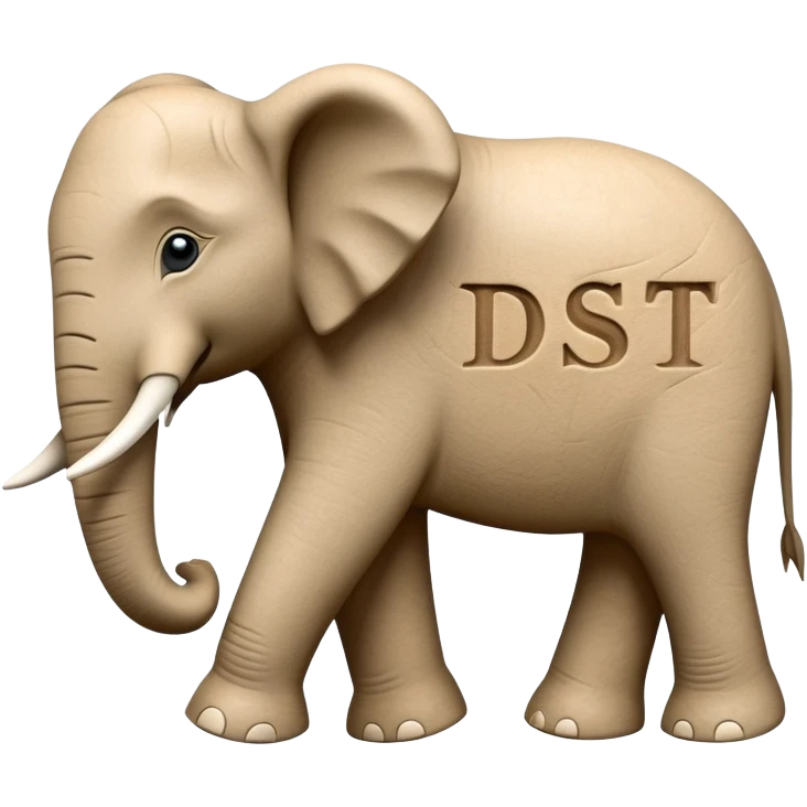 Words DST above a elephant emoji