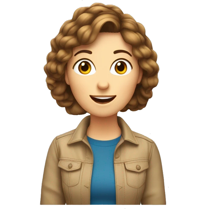Une Femme caucasienne aux cheveux long brun ondulé qui chante dans un micro emoji