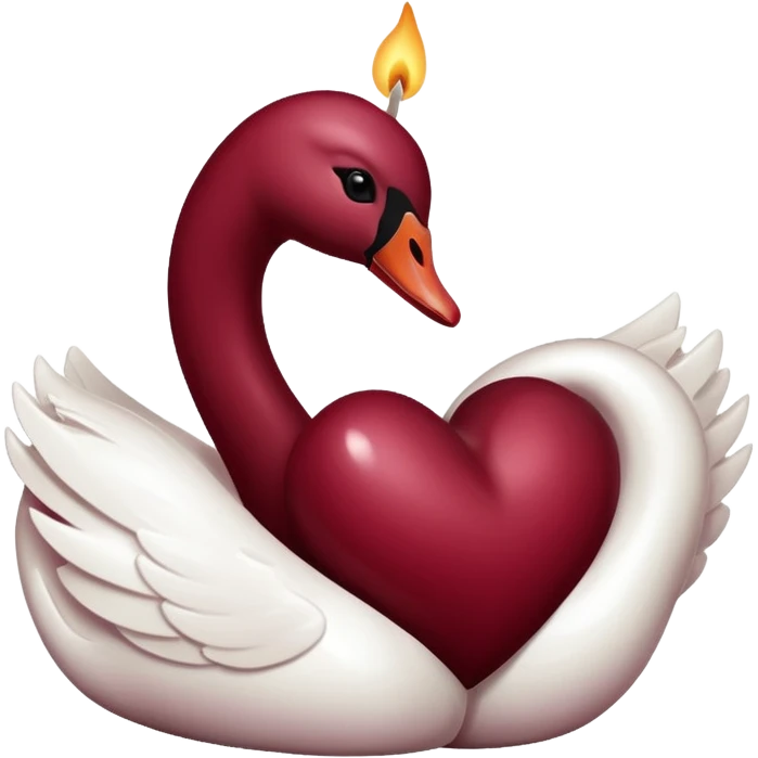Maroon heart, swan , candle seperately  emoji