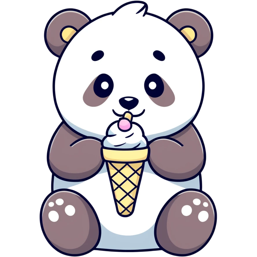 Panda eating ice cream emoji