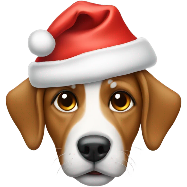 Dog wearing Christmas hat emoji