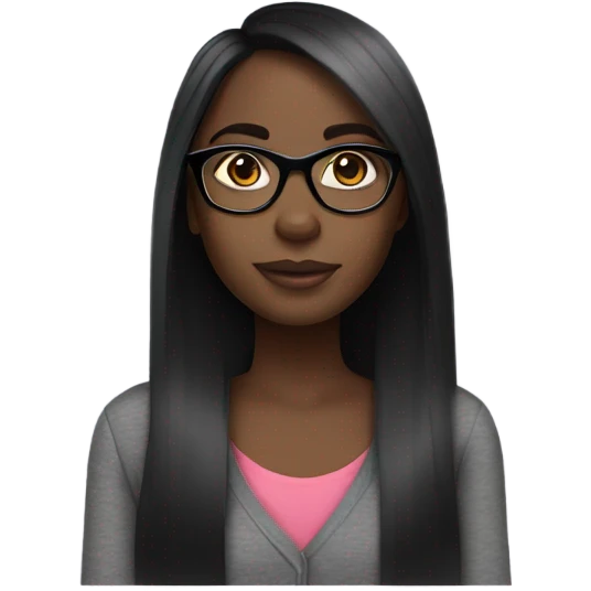 straight hair black girl with glasses emoji