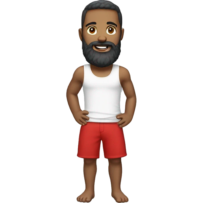 pearson with white tank top, red shorts and a beard emoji
