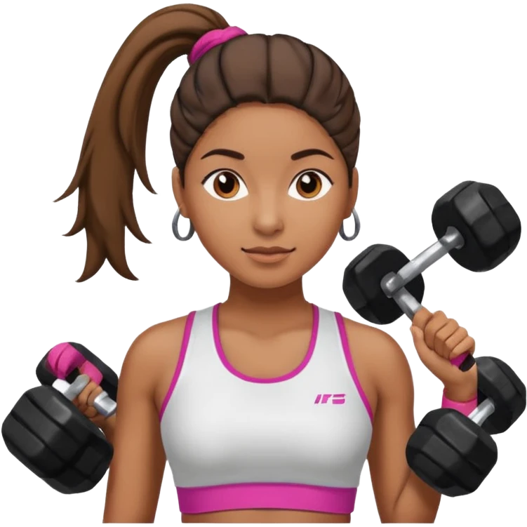 Mujer en gimnasio, peruana con coleta  emoji