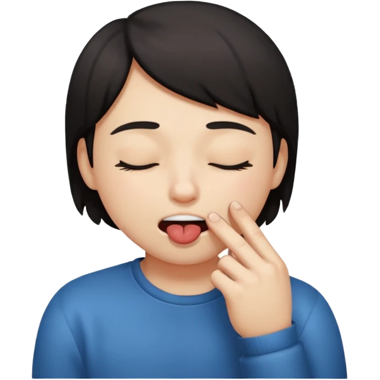 mordiéndose el dedo con los ojos cerrados emoji