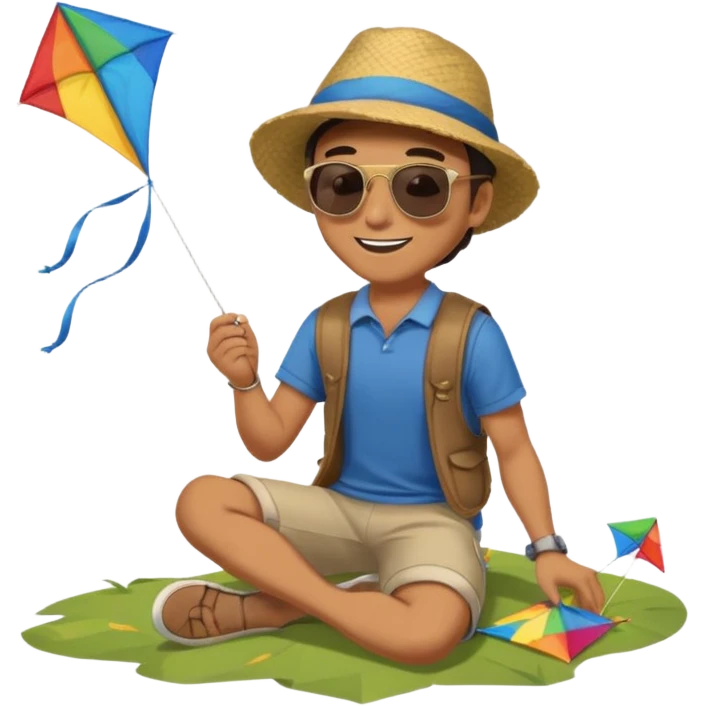 man making a kite. in the ground emoji
