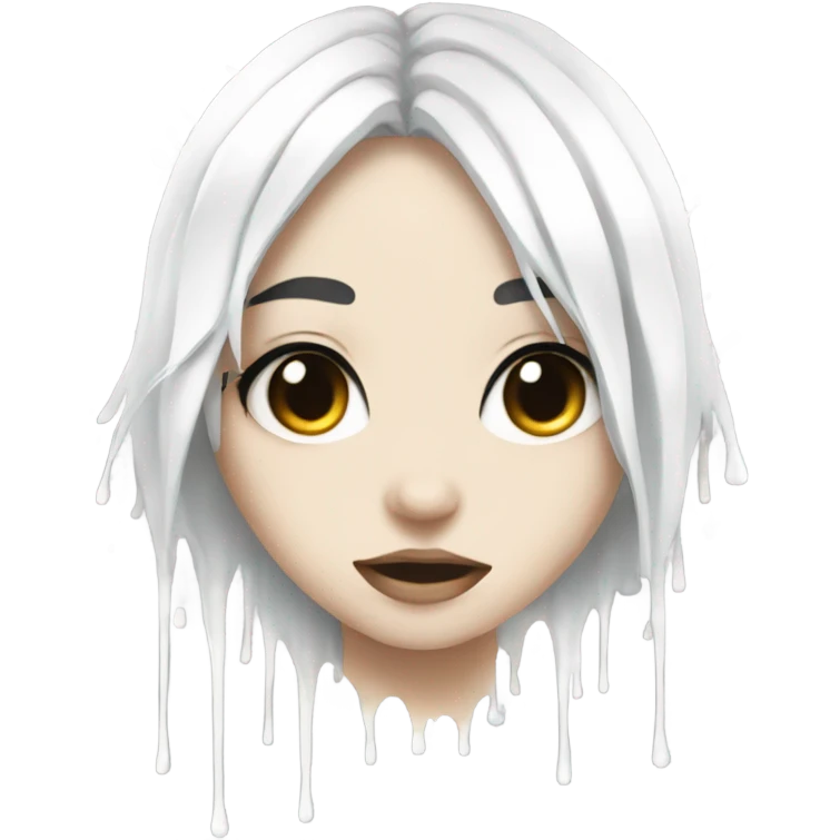white paint dripping over an anime girl with black hair emoji