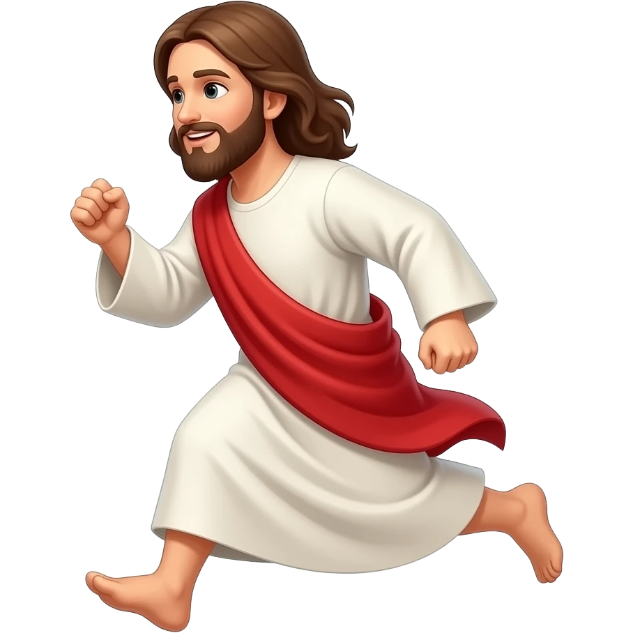 иисус бежит за меленьким сердцем, которое бежит от него emoji