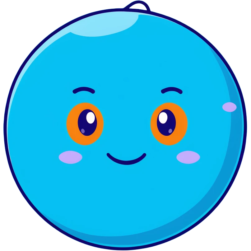 Neptune planet with azure blue surface and a happy face with big eyes emoji