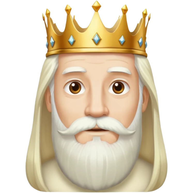 God, man with golden crown, long white hair, beard and white mustache emoji