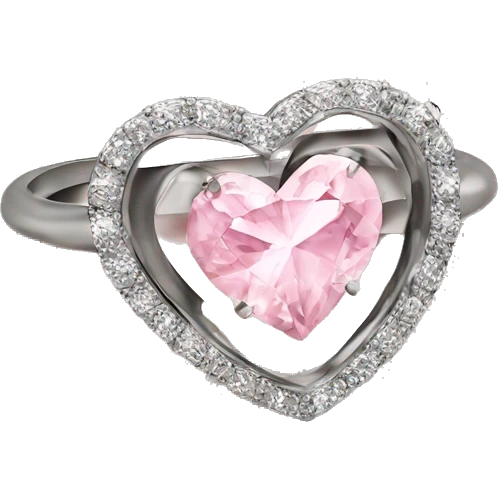 Diamond silver  ring light pink heart emoji