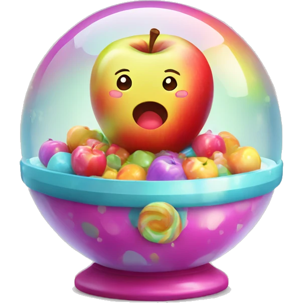 Kawaii colorful baby Apple in a candy globe emoji