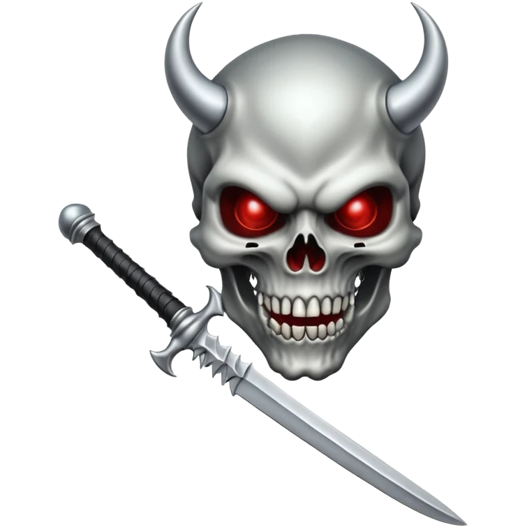 Devil skull biting a dagger emoji