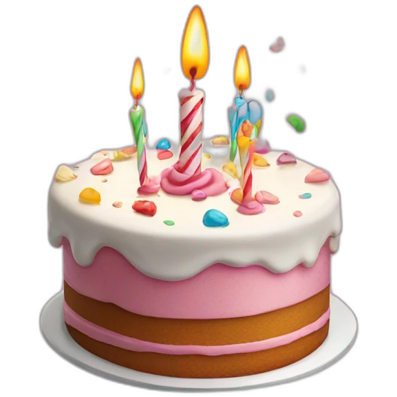 a flying birthday cake emoji
