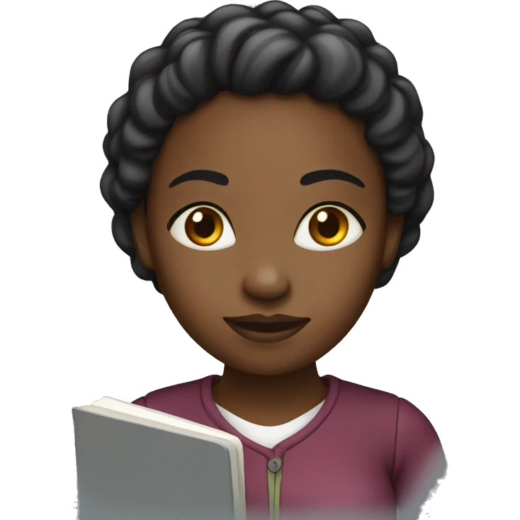 black woman using notebok emoji