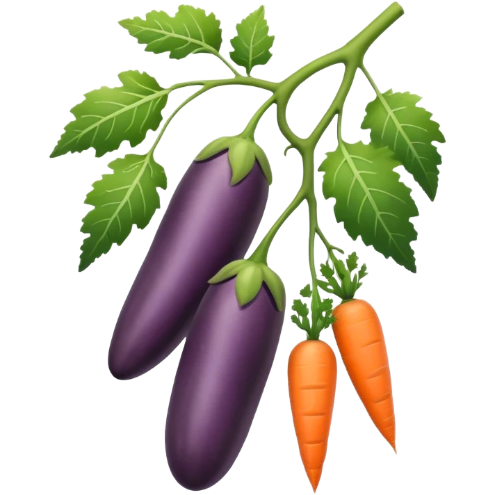 eggplant cucumber carrot on a branch emoji